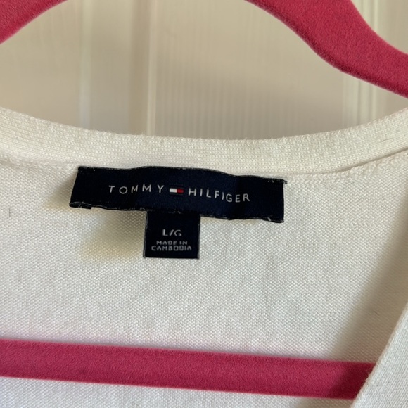 Tommy Hilfiger Gray Polka Dot V neck Sweater Size Large - Picture 2 of 7